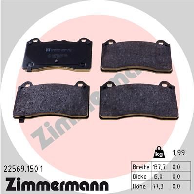 ZIMMERMANN Bremsbelagsatz, Scheibenbremse (22569.150.1)