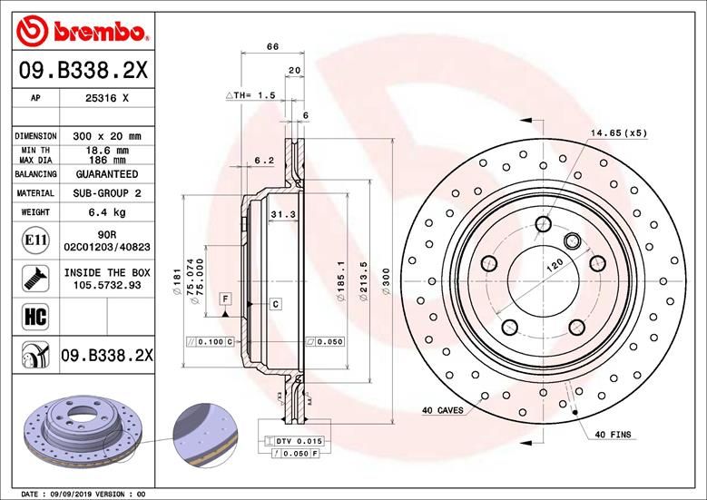 BREMBO Bremsscheibe (09.B338.2X)