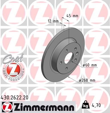 ZIMMERMANN Bremsscheibe (430.2622.20) 4250238746959 430.2622.20