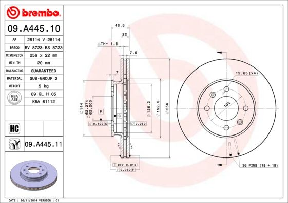 BREMBO Bremsscheibe (09.A445.10)