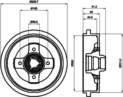 HELLA Bremstrommel (8DT 355 301-701)
