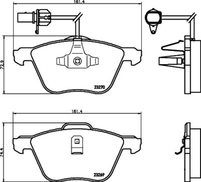 HELLA Bremsbelagsatz, Scheibenbremse (8DB 355 008-921)