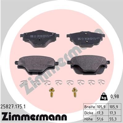 ZIMMERMANN Bremsbelagsatz, Scheibenbremse (25827.175.1)