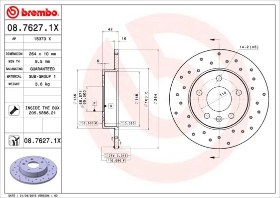 BREMBO Bremsscheibe (08.7627.1X)