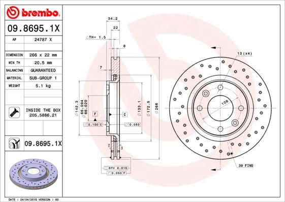 BREMBO Bremsscheibe (09.8695.1X)