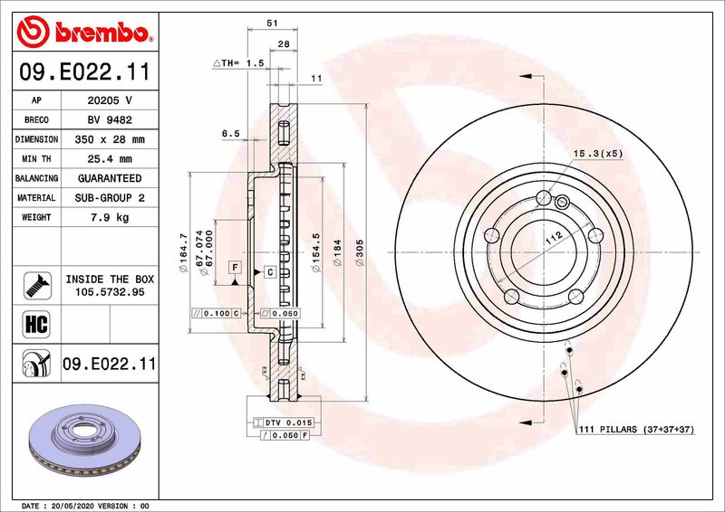 BREMBO Bremsscheibe (09.E022.11)