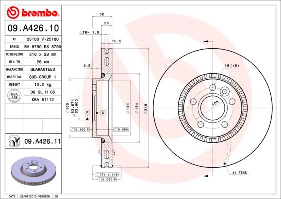 BREMBO Bremsscheibe (09.A426.11)