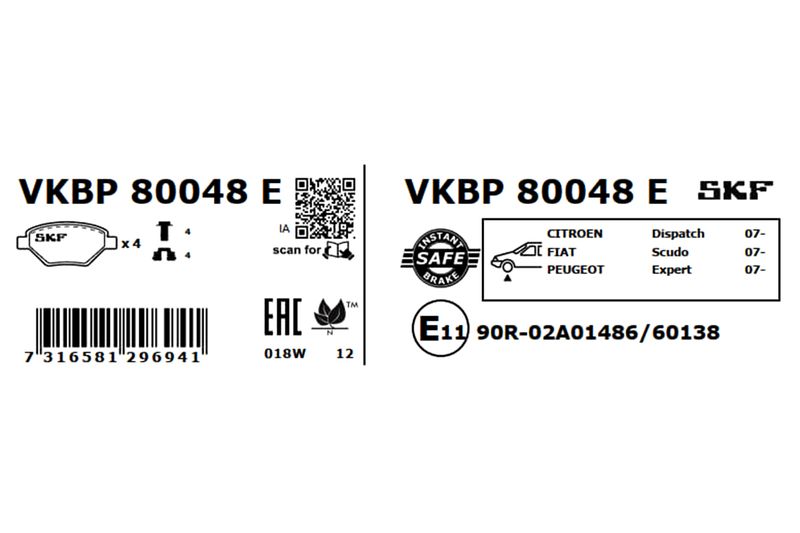 SKF Bremsbelagsatz, Scheibenbremse (VKBP 80048 E)