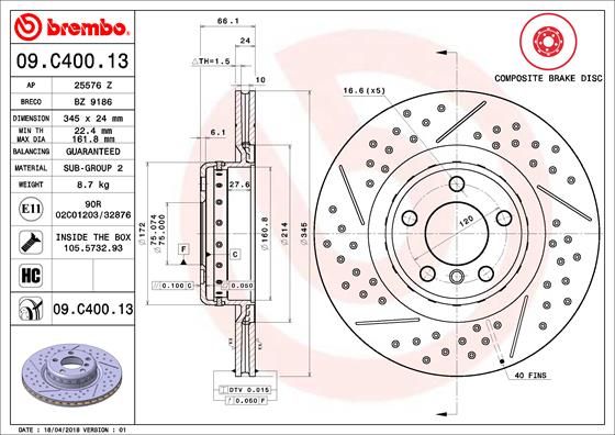 BREMBO Bremsscheibe (09.C400.13)