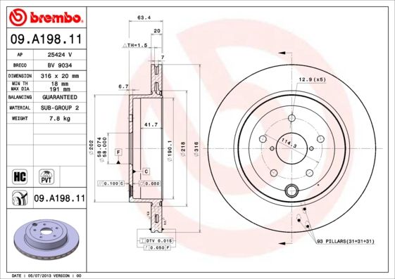 BREMBO Bremsscheibe (09.A198.11)