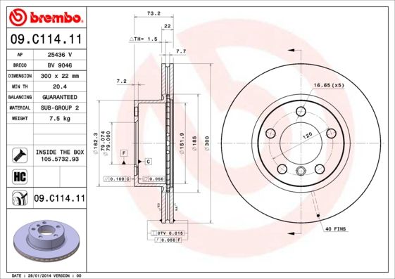BREMBO Bremsscheibe (09.C114.11)