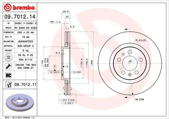 BREMBO Bremsscheibe (09.7012.11)