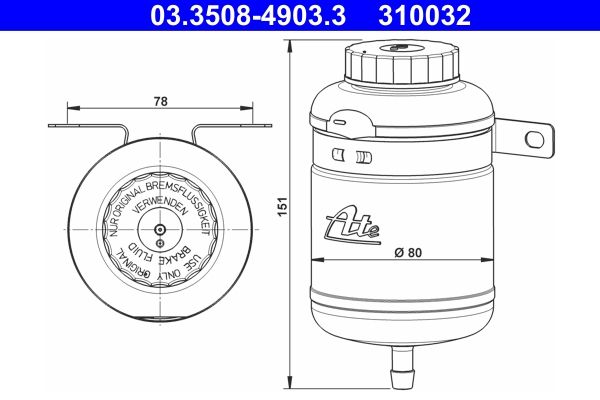 ATE Ausgleichsbehälter, Bremsflüssigkeit (03.3508-4903.3)