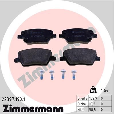 ZIMMERMANN Bremsbelagsatz, Scheibenbremse (22397.190.1)
