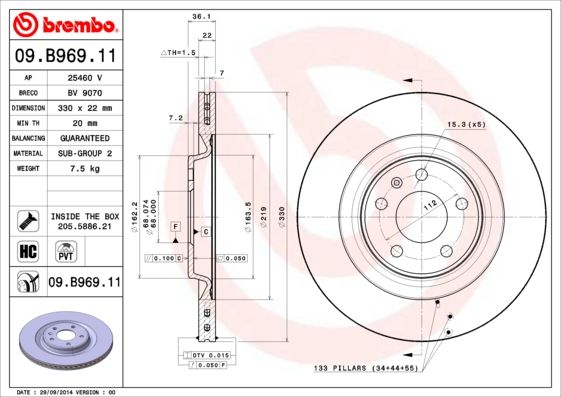 BREMBO Bremsscheibe (09.B969.11)