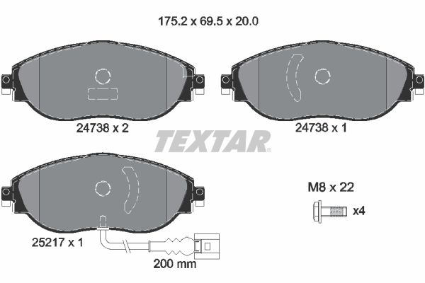 TEXTAR Bremsbelagsatz, Scheibenbremse (2473801)