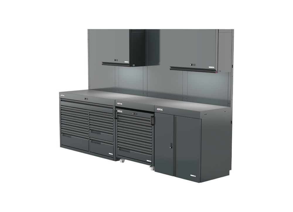 MSS+ Schrankwand hoch, Verbundarbeitsplatte MSS+ Schrankwand hoch, Verbundarbeitsplatte