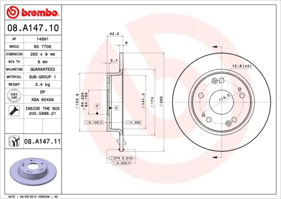 BREMBO Bremsscheibe (08.A147.11)