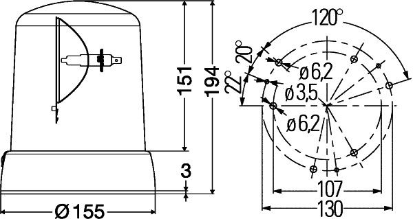 HELLA Rundumkennleuchte (2RL 008 061-111)