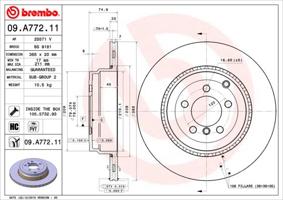 BREMBO Bremsscheibe (09.A772.11)