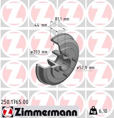 ZIMMERMANN Bremstrommel (250.1765.00)