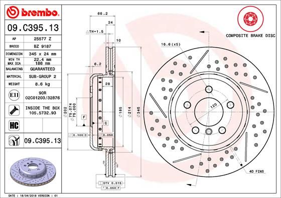 BREMBO Bremsscheibe (09.C395.13)