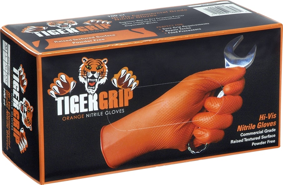 Nitril-Einweghandschuhe orange (Tiger Grip) - Größe L - 100 Stück