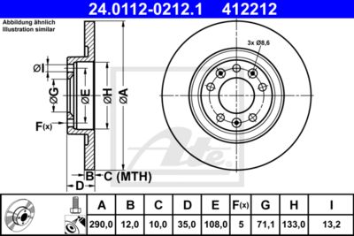 ATE Bremsscheibe (24.0112-0212.1) Thumbnail