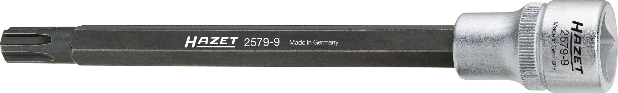 HAZET Zylinderkopf Schraubendreher-Steckschlüsseleinsatz 2579-9 ∙ Vierkant12,5 mm (1/2 Zoll) ∙ Polydrive Profil ∙ 168 mm