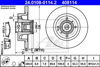 ATE Bremsscheibe (24.0108-0114.2) Thumbnail