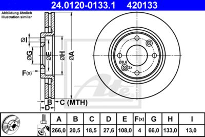 ATE Bremsscheibe (24.0120-0133.1) Thumbnail