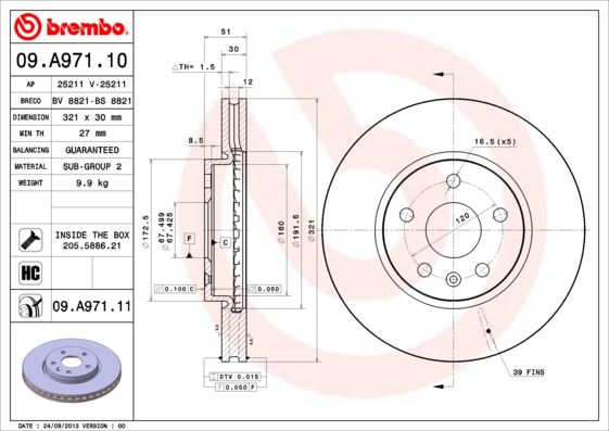 BREMBO Bremsscheibe (09.A971.11)