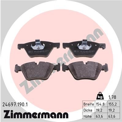 ZIMMERMANN Bremsbelagsatz, Scheibenbremse (24697.190.1)