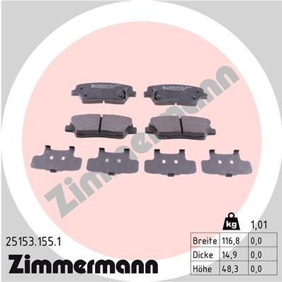 ZIMMERMANN Bremsbelagsatz, Scheibenbremse (25153.155.1)