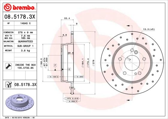 BREMBO Bremsscheibe (08.5178.3X)