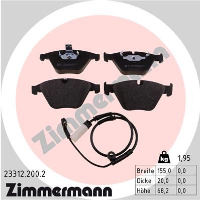ZIMMERMANN Bremsbelagsatz, Scheibenbremse (23312.200.2)
