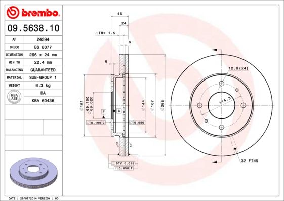 BREMBO Bremsscheibe (09.5638.10)