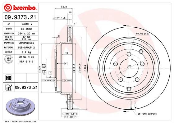 BREMBO Bremsscheibe (09.9373.21)
