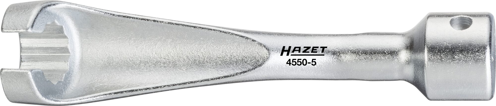 HAZET Einspritzleitungs-Schlüssel 4550-5 ∙ Vierkant12,5 mm (1/2 Zoll) ∙ Außen-Doppel-Sechskant Profil ∙ 14 mm