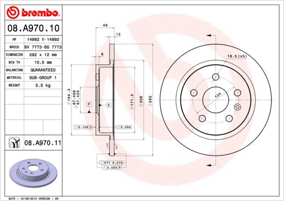 BREMBO Bremsscheibe (08.A970.11)