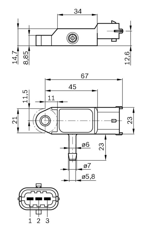 BOSCH Sensor, Ladedruck (0 281 002 593) BOSCH Sensor, Ladedruck (0 281 002 593)