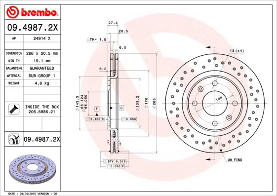 BREMBO Bremsscheibe (09.4987.2X)