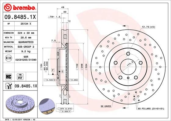 BREMBO Bremsscheibe (09.8485.1X)