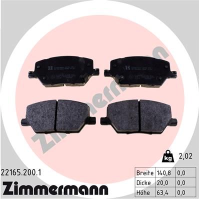 ZIMMERMANN Bremsbelagsatz, Scheibenbremse (22165.200.1)