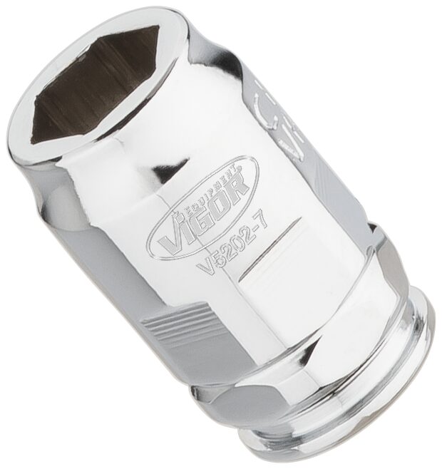 VIGOR Steckschlüssel-Einsatz ∙ superflach ∙ V5202-7 ∙ Vierkant6,3 mm (1/4 Zoll) ∙ Außen-Sechskant Profil ∙ 7 mm