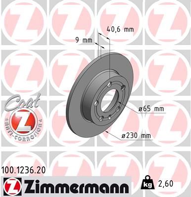 ZIMMERMANN Bremsscheibe (100.1236.20) 4250238718123 100.1236.20