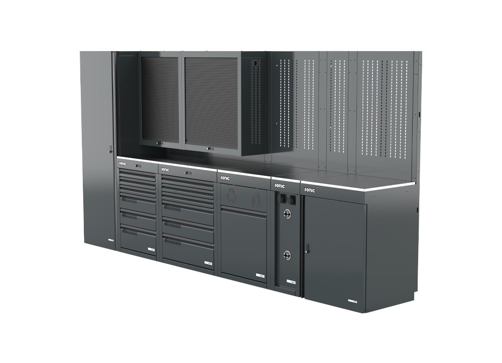 MSS+ Schrankwand hoch, Edelstahlarbeitsplatte MSS+ Schrankwand hoch, Edelstahlarbeitsplatte