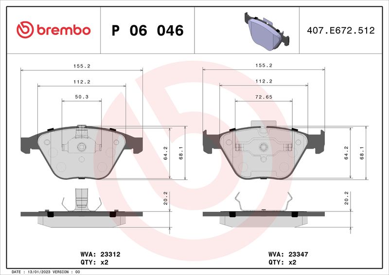BREMBO Bremsbelagsatz, Scheibenbremse (P 06 046)