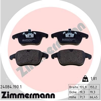 ZIMMERMANN Bremsbelagsatz, Scheibenbremse (24084.190.1)