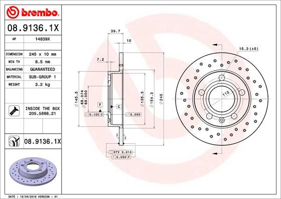BREMBO Bremsscheibe (08.9136.1X)